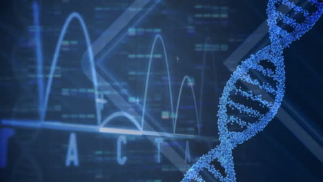 Animation-Des-DNA-Strangs-Und-Der-Digitalen-Datenverarbeitung-Auf-Schwarzem-Hintergrund