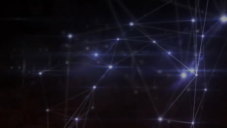 Animation-Eines-Verbindungsnetzwerks-Mit-Leuchtenden-Punkten-Auf-Dunklem-Hintergrund