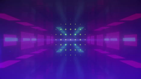 Animation-Der-Datenverarbeitung-über-Neonmuster-Hintergrund