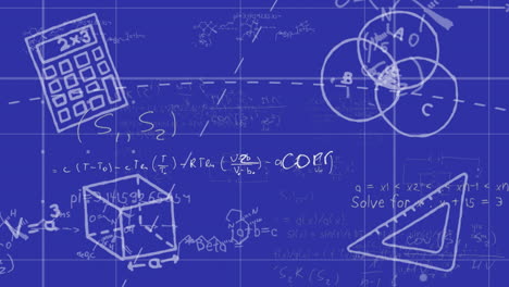 Animation-Der-Mathematischen-Datenverarbeitung-Auf-Blauem-Hintergrund
