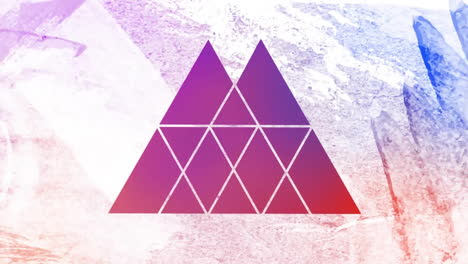 Animación-De-Pirámide-De-Color-Púrpura-A-Rojo-Sobre-Fondo-Desgastado.