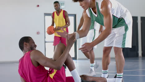 Diverse-basketball-players-in-an-indoor-court