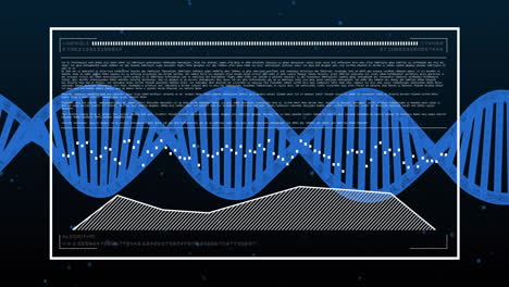Animation-of-dna-strand-over-diagram-and-data-processing
