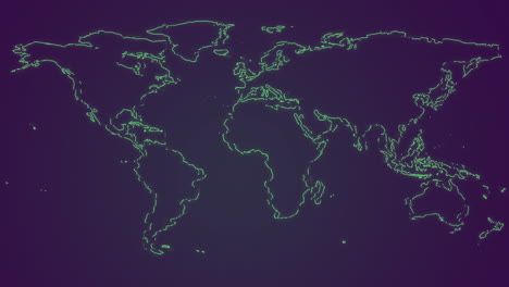 Animation-of-floating-world-map-on-black-background