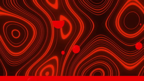 Animation-Von-Roten-Blasen,-Die-Ein-Fenster-über-Einem-Roten-Und-Schwarzen-Wirbel-Mit-Rotem-Balken-Füllen