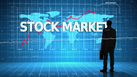 Animation-of-data-processing-and-stock-market-text-over-businessman-and-world-map