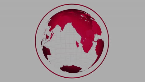 Animation-Eines-Sich-Drehenden-Roten-Globus-Auf-Grauem-Hintergrund