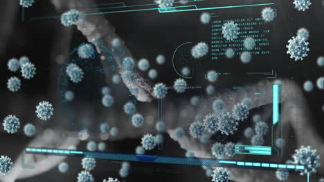 Animation-Von-Viruszellen-Und-Datenverarbeitung-über-Zellen