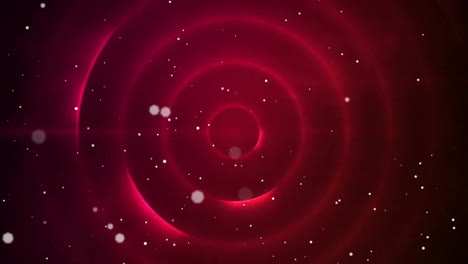 Animation-of-glowing-spots-over-red-circles-on-black-background