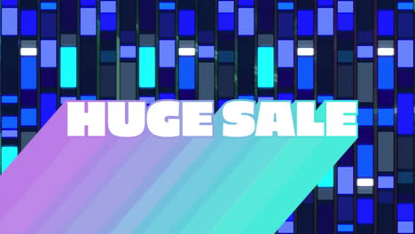 Animation-of-huge-sale-text-in-white-over-flashing-blue-and-white-rectangles
