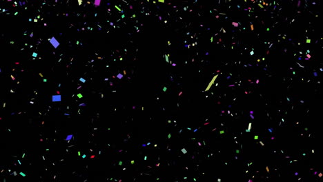 Animation-of-colourful-confetti-falling-on-black-background