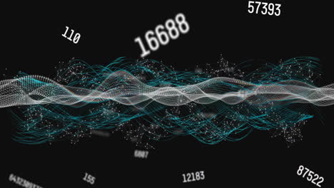 Animation-Von-DNA-Strängen,-Lichtspuren-Und-Datenverarbeitung-Auf-Schwarzem-Hintergrund