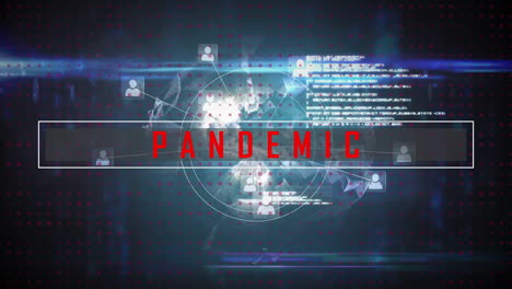 Animación-Del-Procesamiento-De-Datos-Y-Globo-Terráqueo-Con-íconos-Sobre-Texto-Pandémico