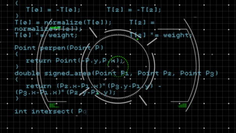 Animation-of-circular-scanner-over-data-processing-on-black-background