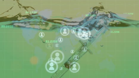 Animation-of-data-processing-with-icons-and-world-map-over-syringe-in-water