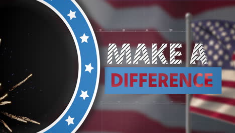 Animation-of-make-a-difference-text-over-flag-of-usa