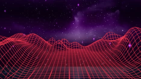 Animation-of-red-mesh-of-metaverse-on-dark-background