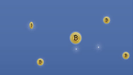 Animation-of-bitcoins-financial-data-processing-over-blue-background