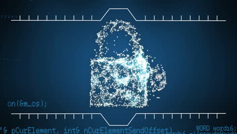 Animation-of-padlock-icon-and-digital-data-processing-over-grid