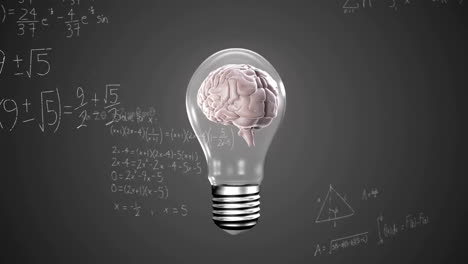Animation-Einer-Glühbirne-Mit-Gehirn-über-Mathematischen-Gleichungen