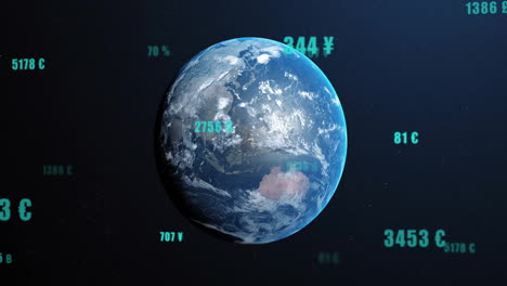 Animation-Der-Datenverarbeitung-über-Den-Globus-Auf-Schwarzem-Hintergrund