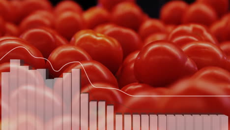 Animation-Der-Datenverarbeitung-Auf-Einem-Diagramm-über-Frischen-Tomaten
