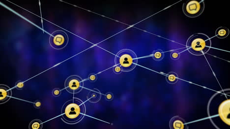 Animation-Des-Netzwerks-Von-Verbindungen-Mit-Personensymbolen-Auf-Blauem-Hintergrund