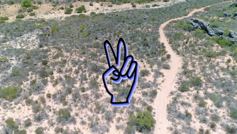 Animation-of-peace-gesture-over-landscape