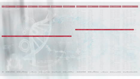 Animation-Des-DNA-Strangs-Und-Der-Datenverarbeitung-Auf-Weißem-Hintergrund
