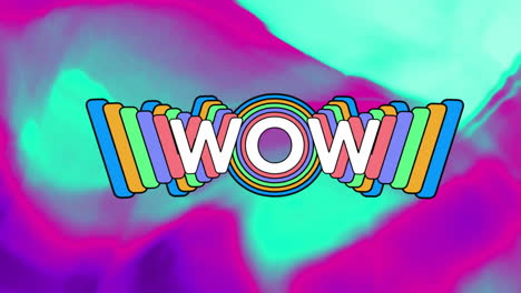 Animation-of-wow-text-over-neon-vibrant-background