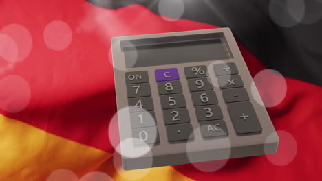 Animation-Eines-Taschenrechners-über-Der-Deutschen-Flagge
