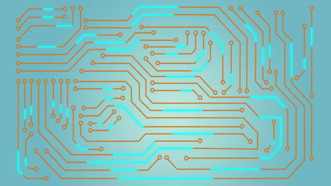 Animation-of-computer-circuit-board-on-blue-background