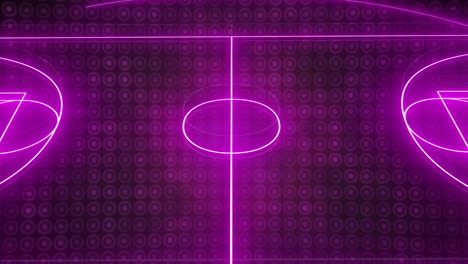 Animation-Der-Digitalen-Datenverarbeitung-über-Einem-Neonfarbenen-Basketballplatz