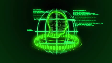 Animation-of-globe-with-data-processing-over-dark-background