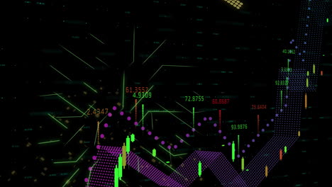 Animation-of-financial-data-processing-over-circuit-board-background