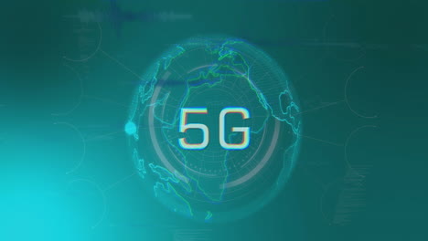 Animation-of-5g-text-and-data-processing-over-globe