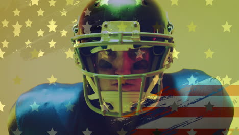 Animation-Eines-Kaukasischen-American-Football-Spielers-Und-Der-Flagge-Der-USA