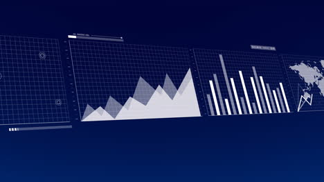 Animation-Der-Digitalen-Datenverarbeitung-Und-Statistik-Auf-Blauem-Hintergrund