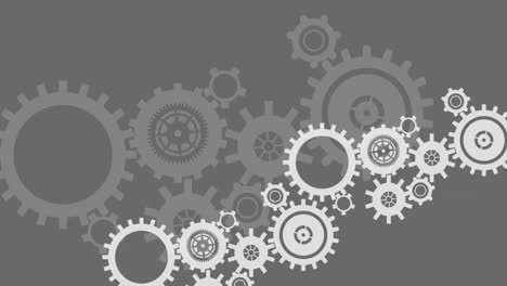 Animation-of-cogs-moving-on-green-background