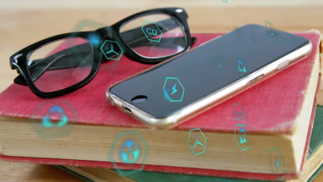 Animation-of-ecology-icons-over-smartphone-and-glasses
