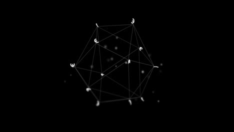 Animation-Eines-Netzwerks-Mit-Datenverarbeitung-Und-Eurozeichen-Auf-Schwarzem-Hintergrund