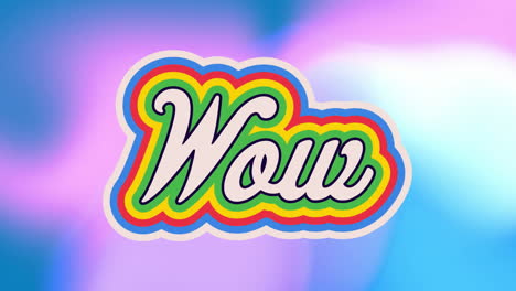 Animation-of-rainbow-wow-text-over-neon-pattern-background