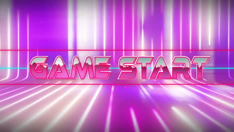 Animation-of-game-start-text-over-neon-lines-on-black-background