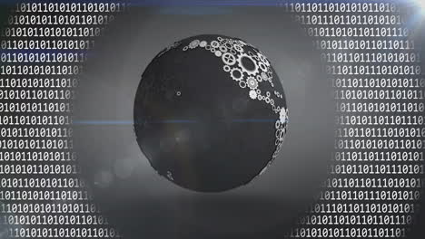Animation-of-globe-with-binary-coding-and-data-processing-over-dark-background