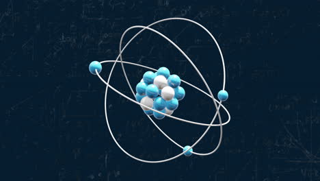 Animation-of-mathematical-equations-and-molecules-on-black-background