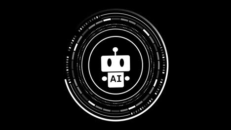 Animation-of-ai-chat-bot-and-data-processing-over-black-background