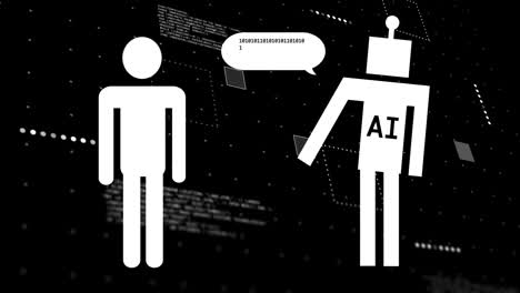 Animación-De-Robots-De-Chat-AI-Y-Procesamiento-De-Datos-Sobre-Fondo-Negro.