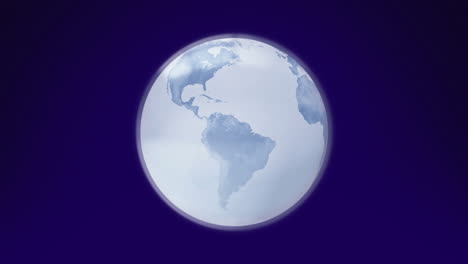 Animation-of-shining-white-globe-rotating-on-dark-background