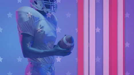 Animation-Eines-Afroamerikanischen-American-Football-Spielers-Und-Der-Flagge-Der-USA