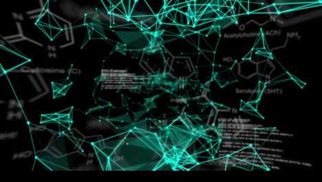 Animation-of-network-of-connections-with-data-processing-on-black-background